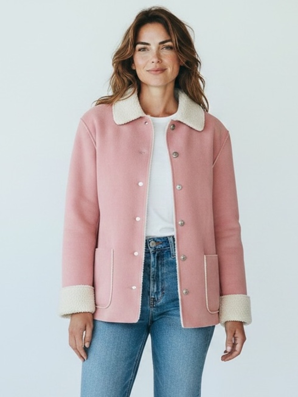 Vintage Alfred Dunner Pink Sherpa Oversized Teddy Jacket